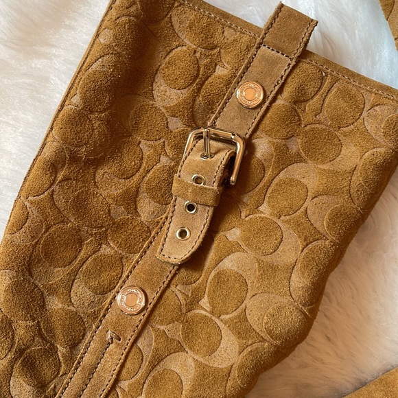 VGUC size 8 Coach Caramel Tulip Signature Suede Boots! - Picture 2 of 16